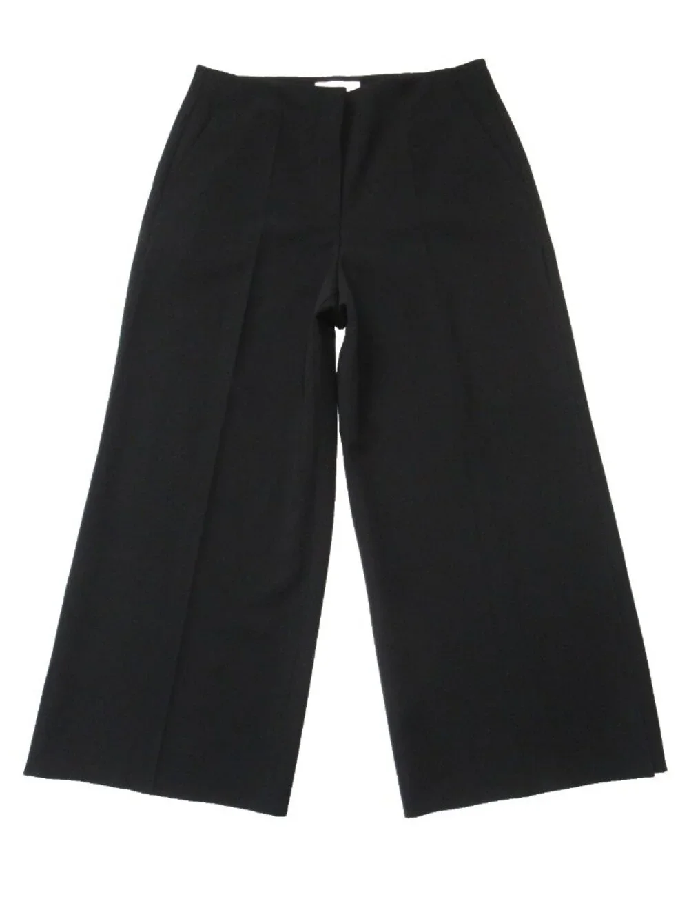 NWT Lafayette 148 Franklin in Black Finesse Crepe Wide Leg Slit Ankle Pants 12
